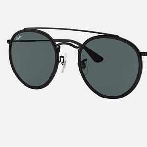 Polarized Black on Black Round Double Bridge Sunglasses [RB3647-N]